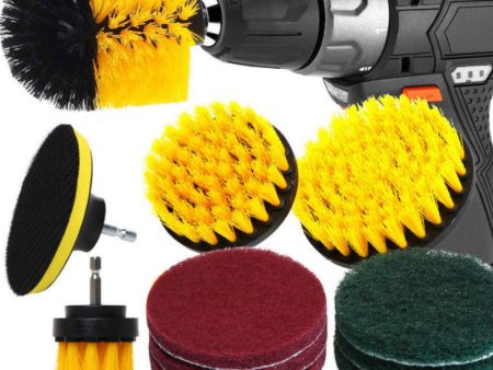 12Pcs HX806-1 Electric Washing Brush Electric Drill Set Power Scrubber for Car Bathroom Kitchen Cleaning Tools For Sale