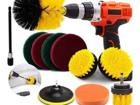 11Pcs HX524-1 Drill Brush Attachment Set Scrubbing Brushes Cleaning Kit for Bathroom Surfaces Grout Tile Kitchen For Sale