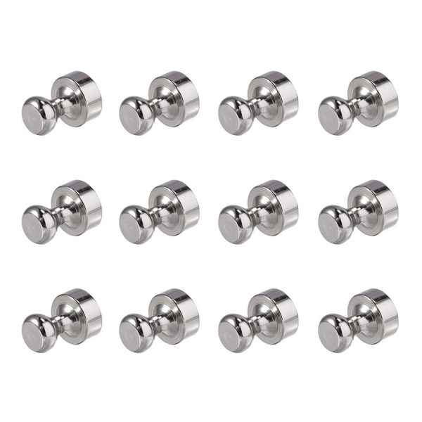 12Pcs D12x16mm Chess Shape NdFeB Magnet Metal Thumbtack Refrigerator White Board Office Magnetic Push Pins with Storage Box Online Sale