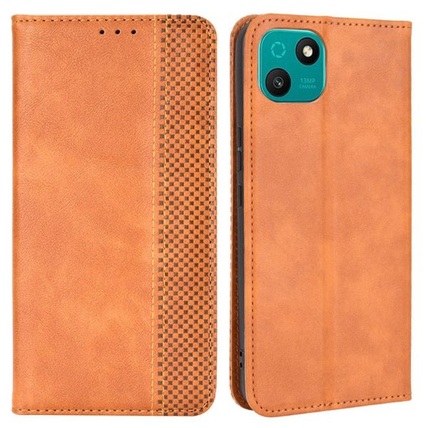 For Wiko T10 4G Retro Texture Magnetic Auto-absorbed Phone Drop-proof Case PU Leather Wallet Stand Cover Cheap