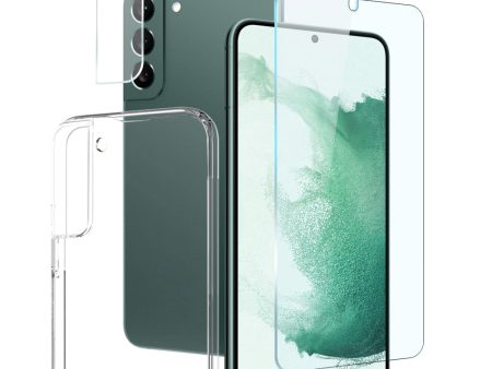 NORTHJO For Samsung Galaxy S22 5G Anti-fall Soft TPU Phone Case with Scratch-resistant Tempered Glass Screen Protector and Back Camera Lens Cover Online Sale