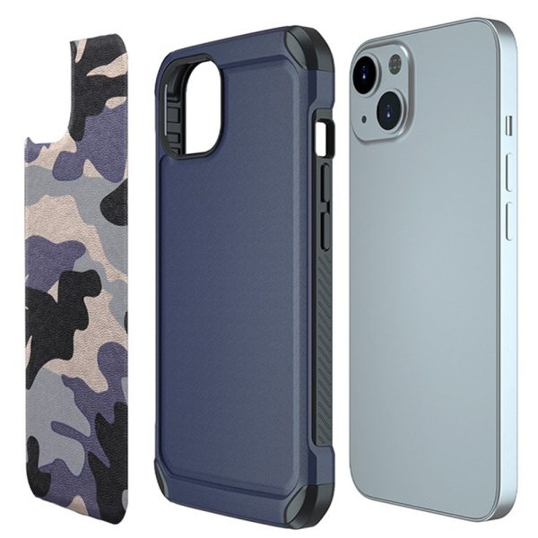 For iPhone 13 6.1 inch Anti-collision Camouflage Pattern PU Leather Coated Phone Back Cover with Airbag ABS+PC Protective Case Discount