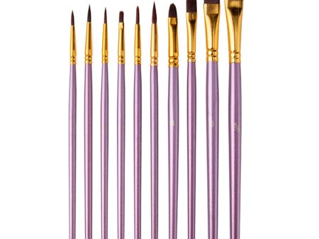 20101510 10Pcs Set Wood Handle Paint Brushes Acrylic Oil Watercolor Painting Artist Nylon Hair Brushes Kit Online Hot Sale