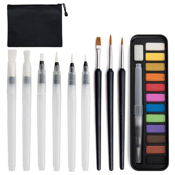 21083024 25PCS Paintbrush Kit Watercolor Paint Set 12 Colors Pigment Paste for Students, Kids, Beginners, Artists Online now