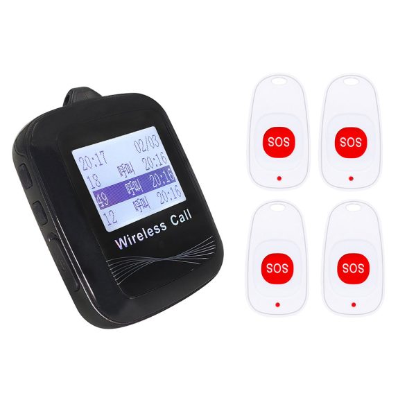 CTW07 EU Plug Wireless Alert Button Call Button for Elderly Emergency, Alert System for Seniors, 4 SOS Call Buttons and 1 Digital Screen Receiver Online Hot Sale