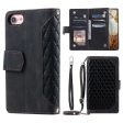 For iPhone 7   8 4.7 inch   iPhone SE (2022)   SE (2020) 005 Style Zipper Pocket Rhombus Texture Leather Wallet Stand Phone Case with Shoulder Strap and Hand Strap on Sale