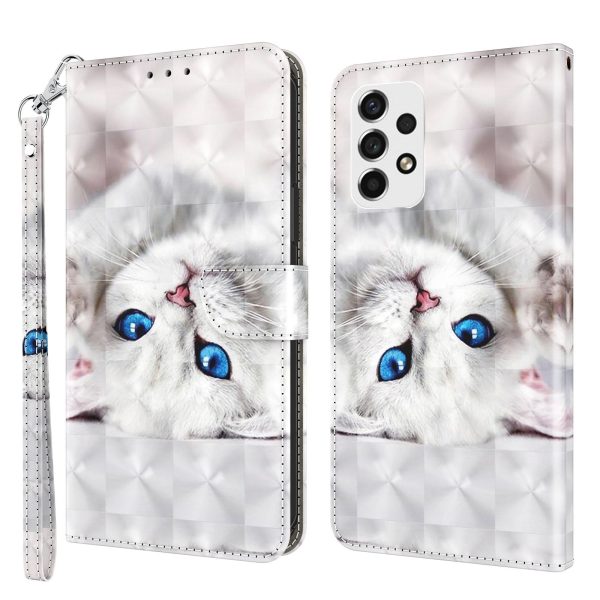 For Samsung Galaxy A33 5G 3D Pattern Printing Shockproof Phone Case Wallet Stand PU Leather Anti-scratch Phone Cover For Sale