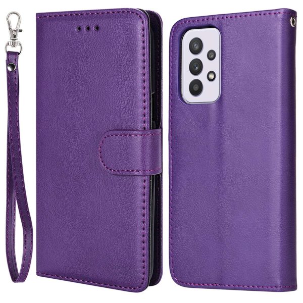 For Samsung Galaxy A33 5G KT Leather Series-3 Detachable Leather Coated TPU Case Stand Wallet PU Leather Phone Cover with Strap Discount