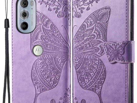 For Motorola Edge 30 Pro   Edge+ (2022) Drop Resistant PU Leather Stand Wallet Case Imprinted Butterfly Pattern Inner TPU Phone Cover Supply