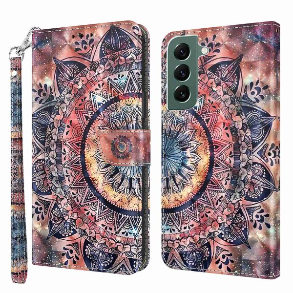 Wallet Phone Case for Samsung Galaxy S21 FE 5G, 3D Creative Pattern Printing PU Leather Stand Feature Flip Cover with Wrist Strap Online Sale