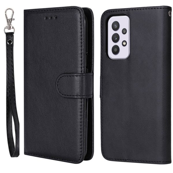 For Samsung Galaxy A33 5G KT Leather Series-3 Detachable Leather Coated TPU Case Stand Wallet PU Leather Phone Cover with Strap Discount