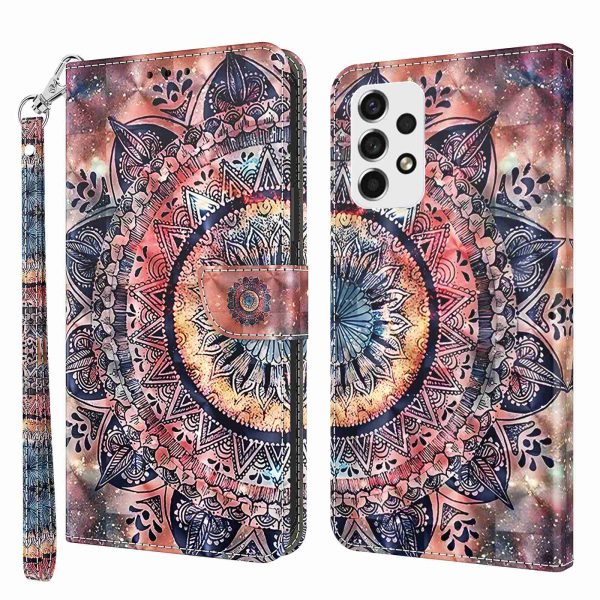 For Samsung Galaxy A33 5G 3D Pattern Printing Shockproof Phone Case Wallet Stand PU Leather Anti-scratch Phone Cover For Sale