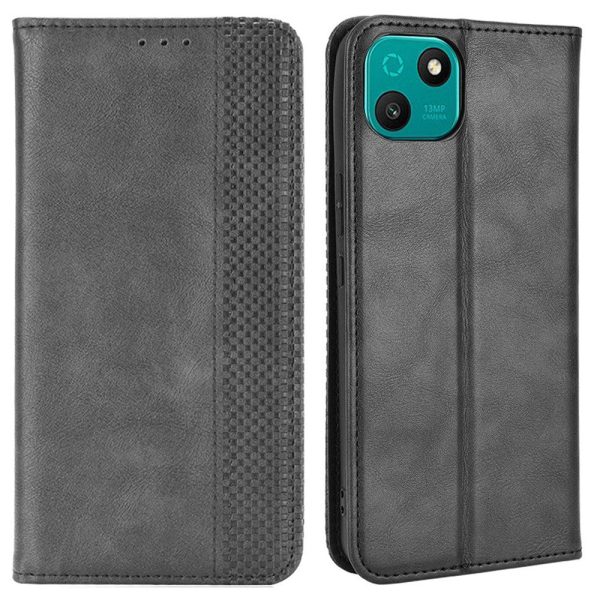 For Wiko T10 4G Retro Texture Magnetic Auto-absorbed Phone Drop-proof Case PU Leather Wallet Stand Cover Cheap