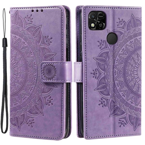 For Xiaomi Redmi 10A PU Leather Wallet Phone Cover Stand Mandala Flower Pattern Imprinted Phone Case with Strap For Cheap