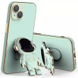 For iPhone 13 6.1 inch Electroplating Frame TPU Anti-drop Phone Case Astronaut Kickstand Protective Cover Online now