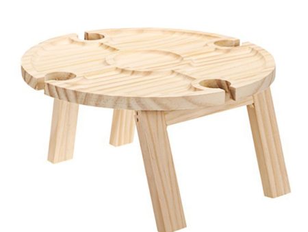 Outdoor Wine Picnic Table 30x16cm Folding Portable Wooden Snack and Cheese Tray with 4 Wine Glasses Holder Online now