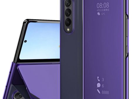 For Samsung Galaxy Z Fold4 5G PC Mirror Surface View Window Case Stand Auto-absorbed Magnetic Anti-fall Phone Cover For Discount