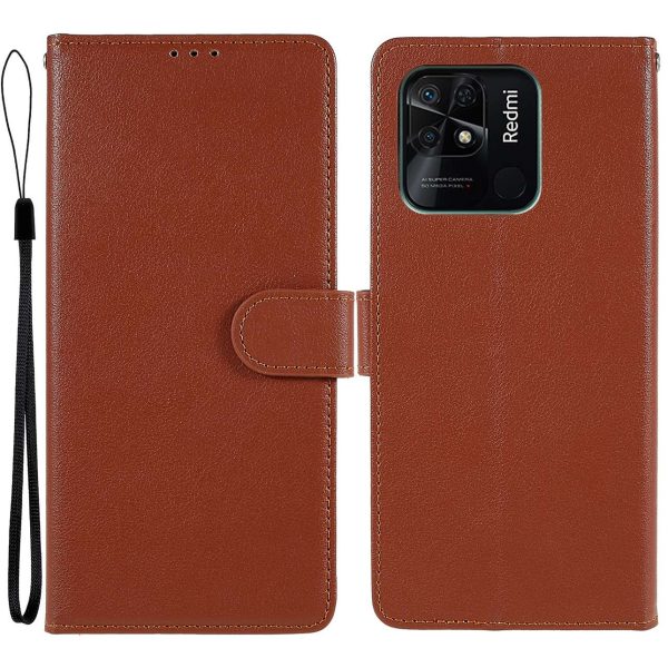 For Xiaomi Redmi 10C 4G Anti-scratch PU Leather Wallet Mobile Phone Case Covering Shell with Lanyard Cheap