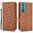 For Motorola Edge 30 5G Triangle Pattern Imprinted PU Leather Phone Protection Cover Flip Stand Wallet Case with Strap on Sale