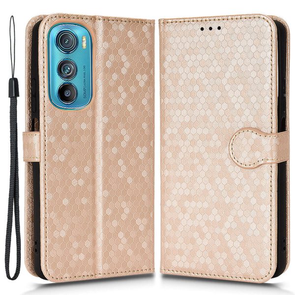 For Motorola Edge 30 5G Mobile Phone Bag Case Wallet Dot Pattern Imprinted PU Leather Stand Phone Cover Supply