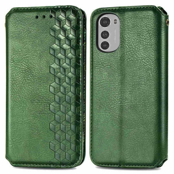 For Motorola Moto G22   E32 4G   E32s 4G Rhombus Imprinting PU Leather Case Magnetic Auto-absorbed Shockproof Phone Wallet Stand Cover Supply