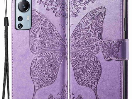 For Xiaomi 12 Lite 5G PU Leather Flip Wallet Case Butterfly Imprinted TPU Inner Wrist Strap Folio Stand Cover Online