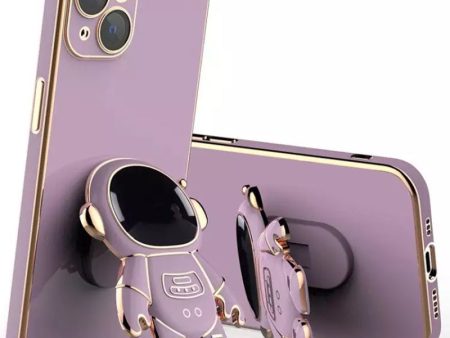 For iPhone 13 6.1 inch Electroplating Frame TPU Anti-drop Phone Case Astronaut Kickstand Protective Cover Online now