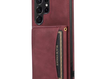 For Samsung Galaxy S21 Ultra 5G Wallet Phone Case Well-protected Anti-fall Multiple Card Slots Leather Coated TPU Shell For Sale