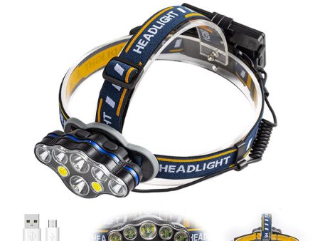 KC08 6xT6+2xCOB Headlamp USB Rechargeable Night Fishing Hunting Cycling Headlight Flashlight Online Sale