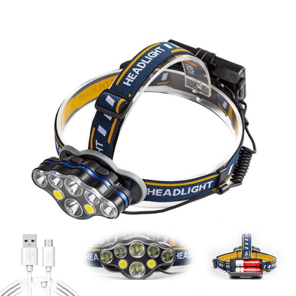 KC08 6xT6+2xCOB Headlamp USB Rechargeable Night Fishing Hunting Cycling Headlight Flashlight Online Sale