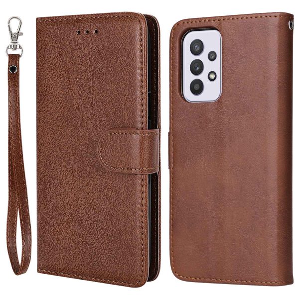 For Samsung Galaxy A33 5G KT Leather Series-3 Detachable Leather Coated TPU Case Stand Wallet PU Leather Phone Cover with Strap Discount