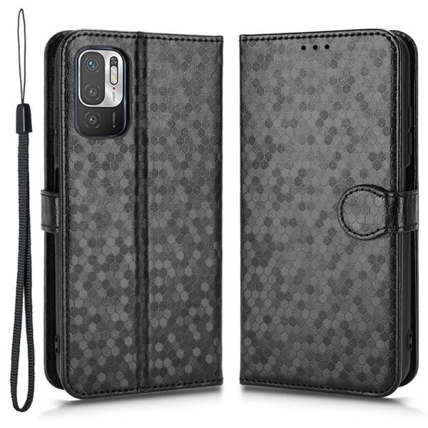 For Xiaomi Redmi Note 10T 5G   Redmi Note 10 5G   Poco M3 Pro 4G   5G Anti-fingerprint Imprinted Dot Pattern PU Leather Phone Case Wallet Stand Flip Lightweight Cell Phone Cover with Strap on Sale