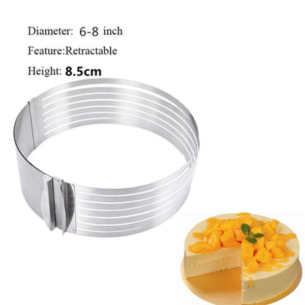 Cake Ring 6 to 8 Inch Adjustable Round Stainless Steel Mousse Mould Ring Bakeware Tool (BPA-free, No FDA Certificate) Fashion