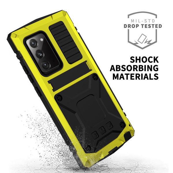 R-JUST For Samsung Galaxy Note20 4G   5G Dust-proof Phone Case Metal + Silicone + PC Kickstand Anti-fall Anti-wear Cover with Tempered Glass Film Cheap