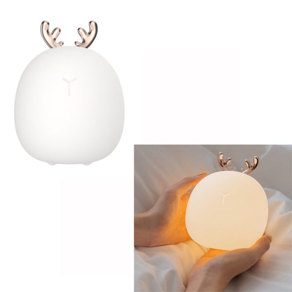 Antlers Rabbit Ears Decor Cute Rechargeable Soft Night Light Sleeping Lamp Online