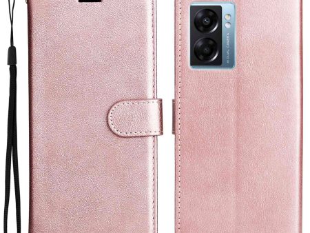 For Oppo A57 (2022) 5G   A77 5G   Realme V23 4G KT Leather Series-2 Solid Color Wallet Case PU Leather Stand Full Body Protective Flip Cover with Strap Supply