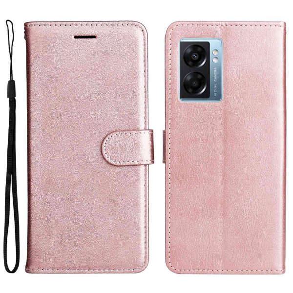 For Oppo A57 (2022) 5G   A77 5G   Realme V23 4G KT Leather Series-2 Solid Color Wallet Case PU Leather Stand Full Body Protective Flip Cover with Strap Supply