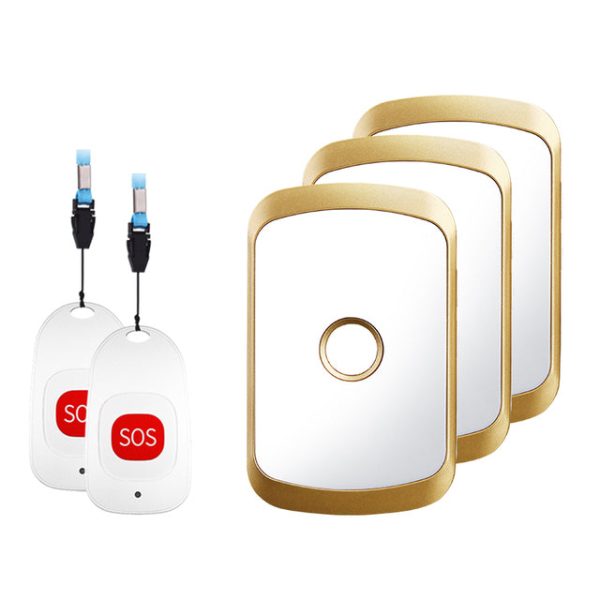 C20 Personal Wearable Alert Button EU Plug Emergency Alarm Call Bell 80m Wireless Remote Smart Bell 2 Call Buttons and 3 Receivers for Patients and Elderly Person Online