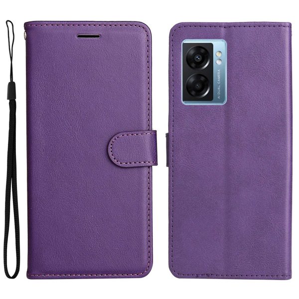 For Oppo A57 (2022) 5G   A77 5G   Realme V23 4G KT Leather Series-2 Solid Color Wallet Case PU Leather Stand Full Body Protective Flip Cover with Strap Supply