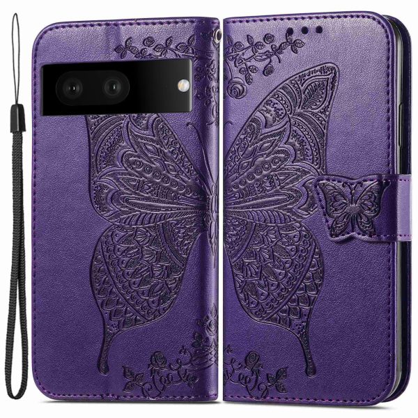 For Google Pixel 7 5G PU Leather Stand Wallet Case Imprinted Butterfly Pattern Phone Drop-proof Cover For Discount