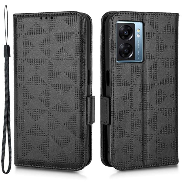 For Oppo A57 (2022) 5G   A77 5G   Realme Narzo 50 5G   V23 5G Anti-scratch Phone Case Triangle Pattern Imprinted Magnetic PU Leather Flip Wallet Cover Stand Online Sale