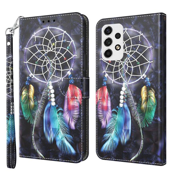 For Samsung Galaxy A33 5G 3D Pattern Printing Shockproof Phone Case Wallet Stand PU Leather Anti-scratch Phone Cover For Sale