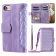 For iPhone 7   8 4.7 inch   iPhone SE (2022)   SE (2020) 005 Style Zipper Pocket Rhombus Texture Leather Wallet Stand Phone Case with Shoulder Strap and Hand Strap on Sale