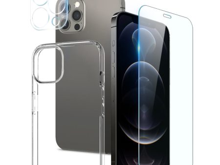 NORTHJO For iPhone 12 Pro Max 6.7 Inch Ultra Thin Crystal Clear Phone Case with Tempered Glass Screen Protector and Back Camera Lens Cover Discount