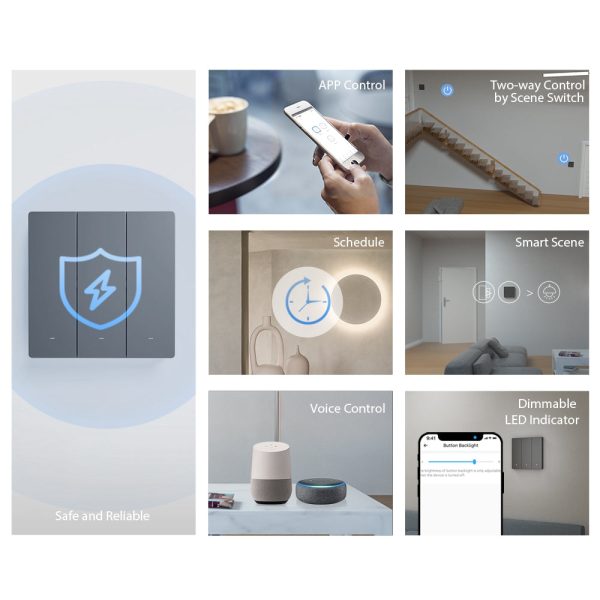 SONOFF M5-3C-86 Smart WiFi Wall Switch Light Switch 3-Gang Bluetooth 4.2 BLE Smart Home Remote Control Works with Alexa Google Home Alice Siri Shortcuts Discount