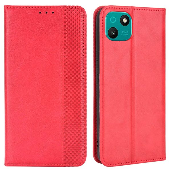 For Wiko T10 4G Retro Texture Magnetic Auto-absorbed Phone Drop-proof Case PU Leather Wallet Stand Cover Cheap