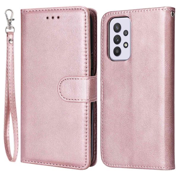 For Samsung Galaxy A33 5G KT Leather Series-3 Detachable Leather Coated TPU Case Stand Wallet PU Leather Phone Cover with Strap Discount