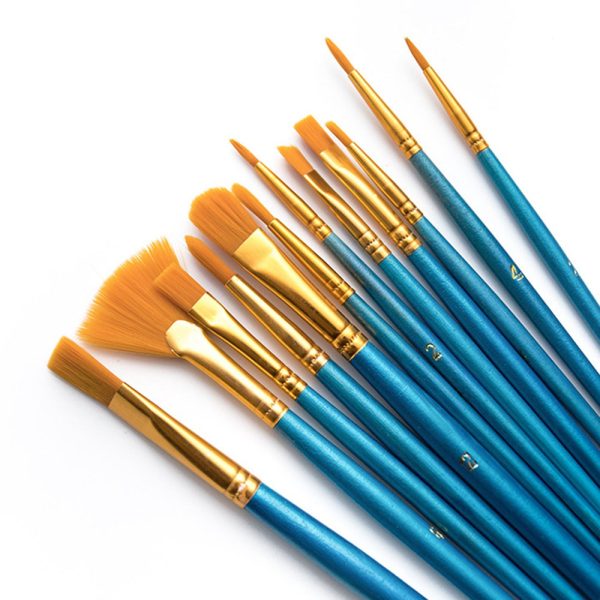 2120012 12Pcs Set Wood Handle Paint Brushes Oil Watercolor Painting Artist Student Nylon Hair Drawing Brushes Kit Online now