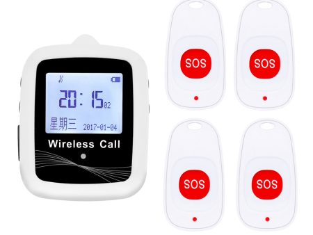 CTW07 EU Plug Wireless Alert Button Call Button for Elderly Emergency, Alert System for Seniors, 4 SOS Call Buttons and 1 Digital Screen Receiver Online Hot Sale