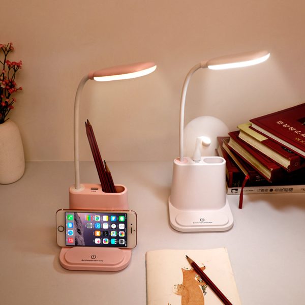 Dimmable Touch Control LED Table Lamp Reading Light with Pen Holder USB Charging Fan For Discount